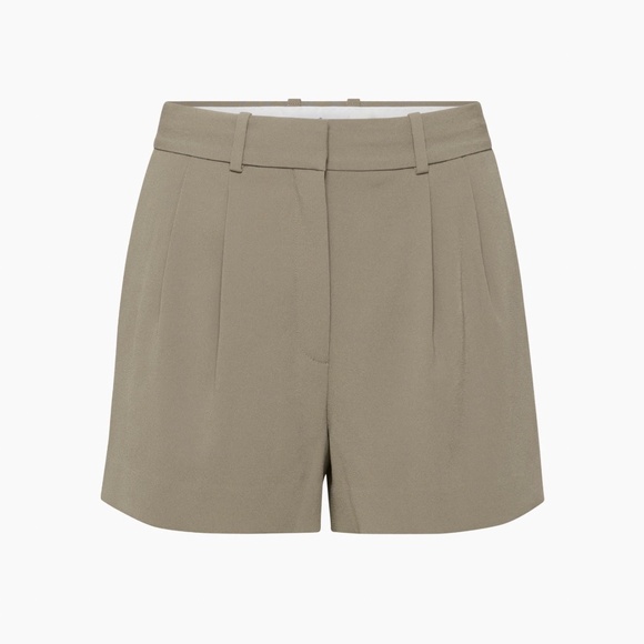 Aritzia Babaton 3" Pleated Mini Short, Felted Taupe, Summer 24, NWT, Sz 4 - Picture 4 of 16